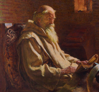 The Venerable Bede, from *The Last Chapter*, c. 1902, by James Doyle Penrose. there are no surviving contemporary images of Bede, and so all depictions of him are thus figments of various artists' imaginations.